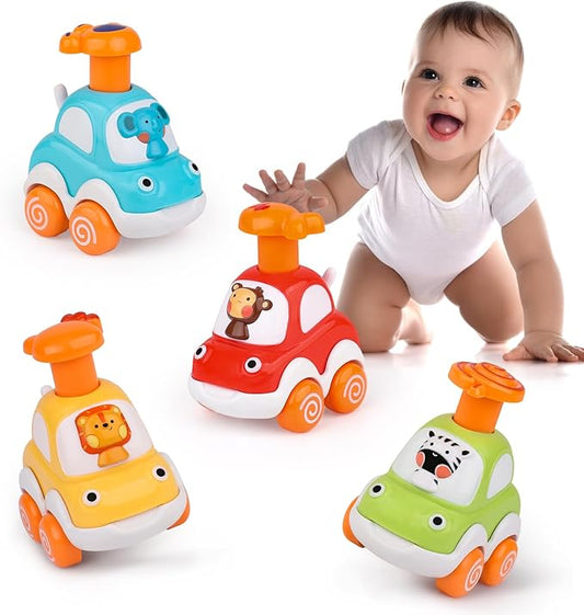 Amy&Benton Toddler Toy Cars Baby Toy Cars Press and Go Cars for Toddlers 1-3 Animal Cars Toy Cars for Boys 1 Year Old 1st Birthday Gifts 1-2 Years Old Boys Push Go Car Toys for 6-9-12-18 Months
