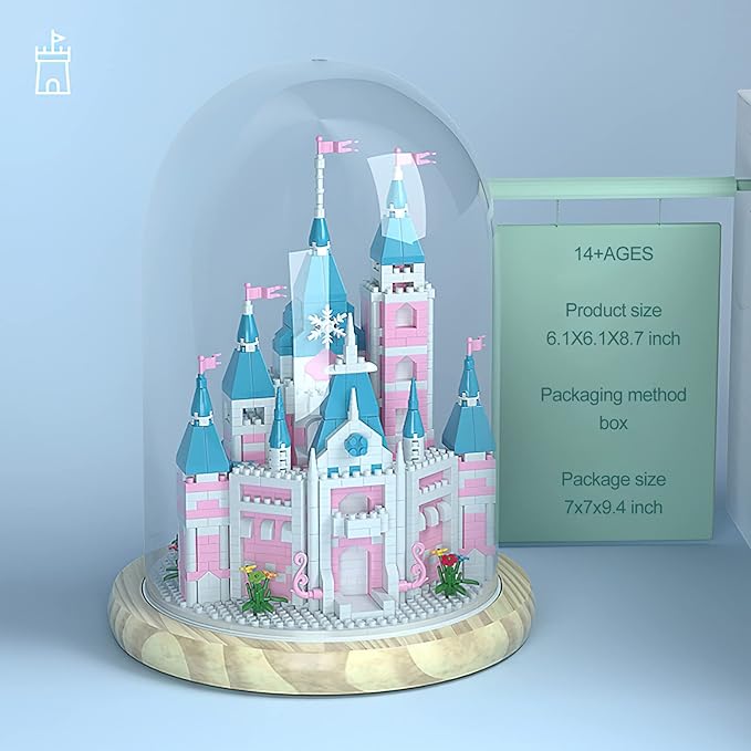 Architecture Sets Toy Building Blocks Pink Castle Set, House Building Blocks Set Miniature 1743 Pcs Micro Bricks Collectible Ideas Teen Girl Gifts Age 14 and up, DIY Decoration Home