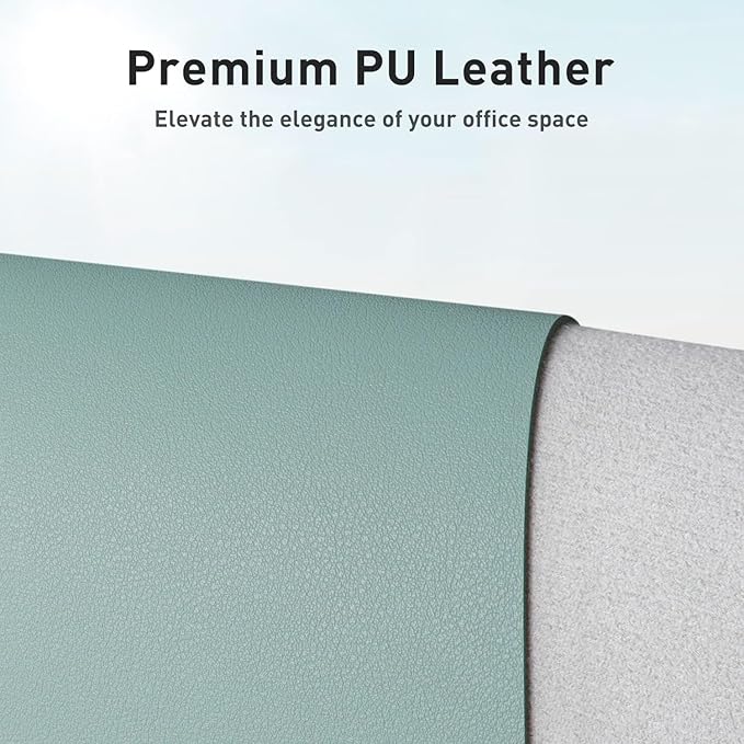 Aothia Leather Desk Pad Protector, Mouse Pad, Office Desk Mat, Non-Slip PU Leather Desk Blotter, Laptop Desk Pad, Waterproof Desk Writing Pad for Office and Home (Light Blue,31.5" x 15.7")