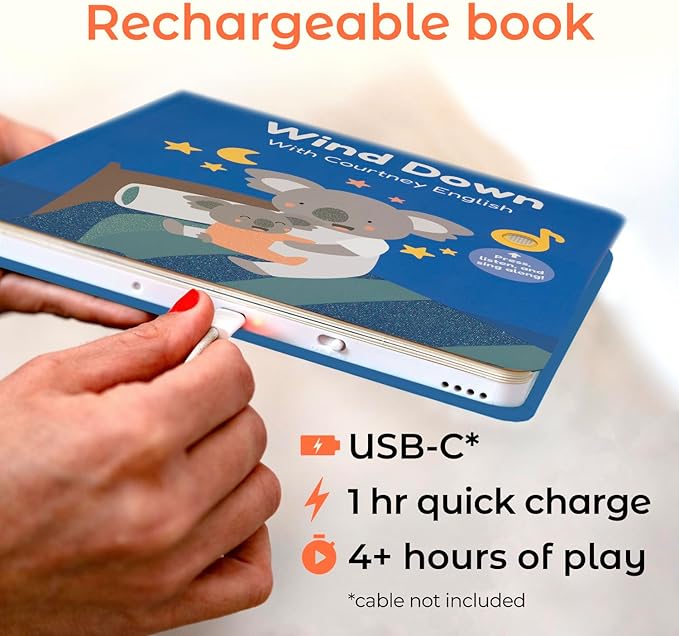 Cali’s Books Wind Down – USB-C Rechargeable Baby Book for Toddlers 1-3 | Expert-Designed Bedtime Musical Book with Gentle Activities and Affirmations for a Calming Nightly Routine