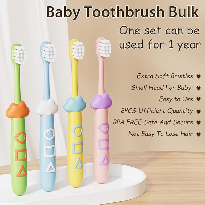 Kids Toothbrushes 8 Pack,Soft Bristle Toothbrushes for Kids 2-12 Years Old, Cute Multicolor Boys Girls Toothbrushes,Clean Kids Teeth Bristles Not Easy to Shed