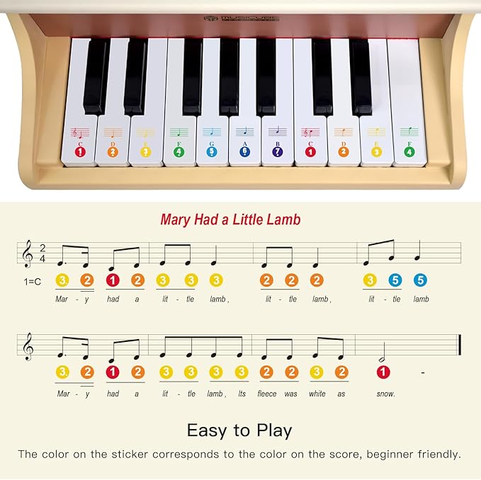 MUSICUBE Kids Mini Piano - 18 Key Grand Piano for 3-7 Year Olds, Beginner Girls & Boys, Educational Musical Instrument Gift Choice (C4-F5 Range)