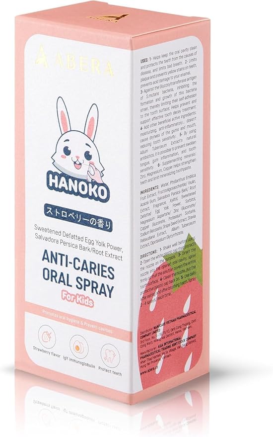 Abera Anti-Caries Kids Oral Spray, Kids Toothpaste Helper for Cavity Repair & Fresh Breath, Use for Newborn to Preschooler, Fluoride Free Toddler Toothpaste Helper, Strawberry Flavor 1.35 fl Oz