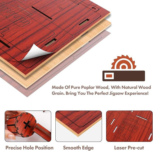 6-in-1 3D Puzzles Music Instrument Set for Adults/Kids with Piano, Gramophone, Drum-kit, Cello, Erhu, and Pipa, for Wooden Decorations, Wood Craft Jigsaw Puzzle for 6 Age up