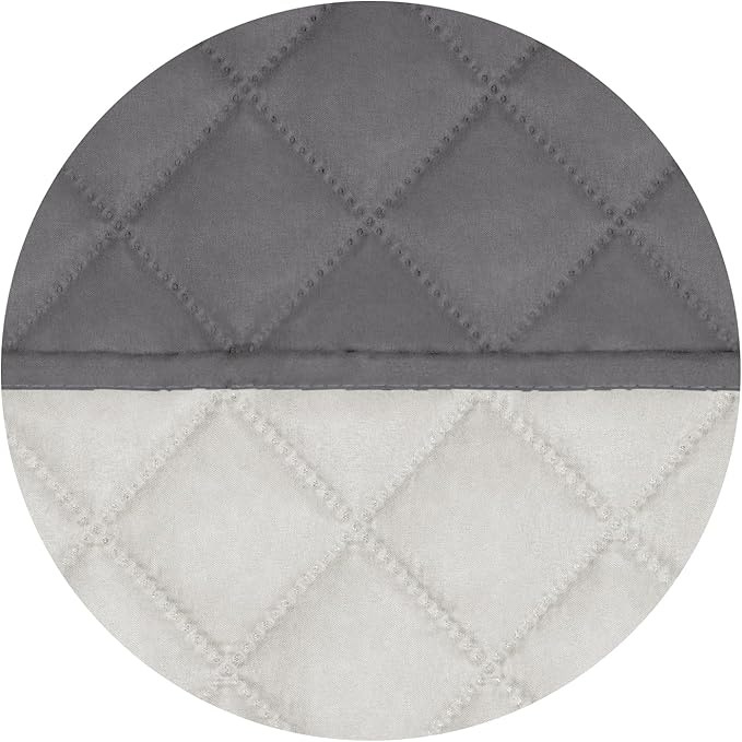 PureFit Reversible Quilted Sofa Cover, Water Resistant Slipcover Furniture Protector, Washable Couch Cover with Non Slip and Elastic Straps for Kids, Dogs, Pets (Oversized Recliner, Gray/Ivory)