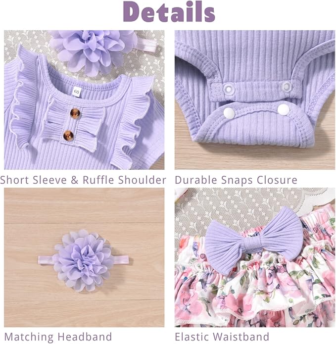 Aalizzwell Newborn Infant Baby Girls Summer Outfit