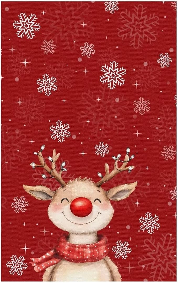 Christmas Decor Reindeer Recliner Headrest Protector Soft Couch Headrest Covers Wrinkle Resistant Recliner Backrest Cover Furniture Protector for Home Couch Loveseats Decoration 3pcs