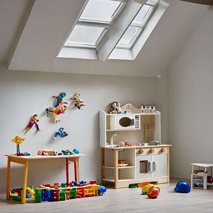 Kids Play Kitchen, Wooden Kitchen Playset for Kids with 12 Pcs Toy Food & Cookware Accessories, Toys Kitchen Small Pretend Play Kitchen for Toddlers