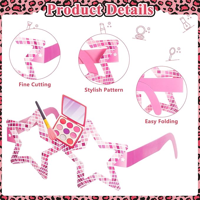 32 Pcs Spa Party Favors Paper Glasses Spa Party Supplies Makeup Party Paper Eyeglasses Frames Spa Photo Booth Props Makeup Selfie Props for Spa Themed Birthday Party Makeup Party Decorations