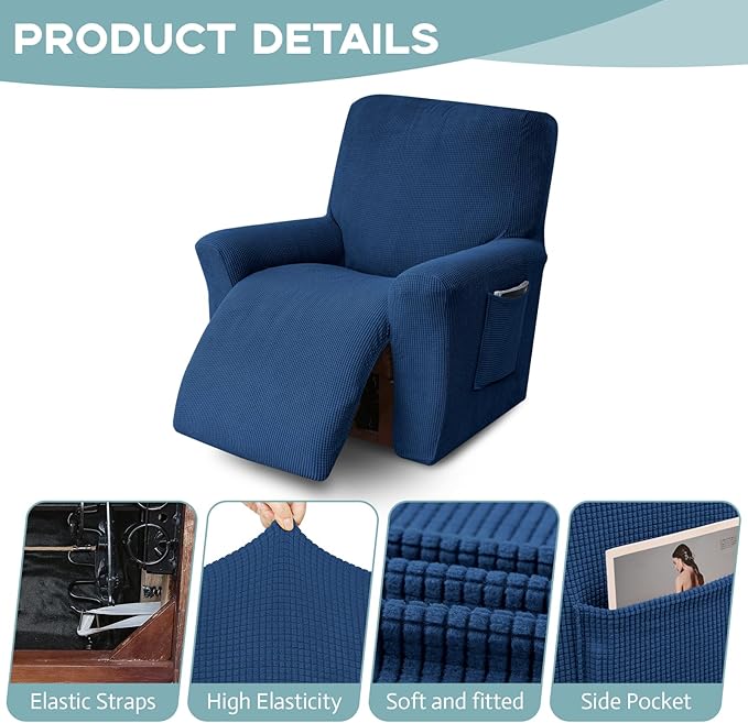 Recliner Chair Cover Lazy Boy Recliner Covers Recliner Covers for Recliner Chair 1 Piece Furniture Protector Prevent wear and pet Hair（Recliner,Classic Blue）