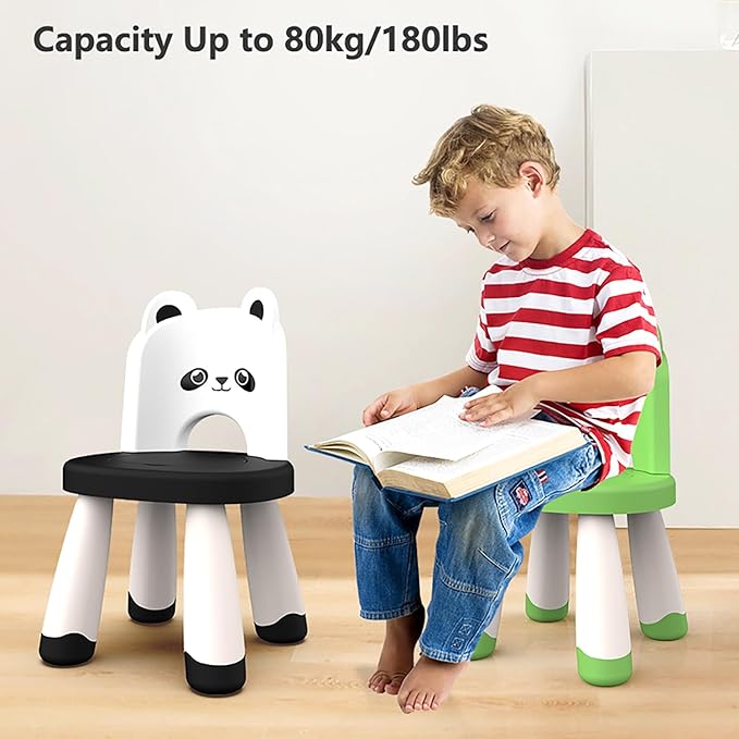 Kids Plastic Chair, Durable and Lightweight Kids Chair,11" H Seat, Indoor or Outdoor Use for Toddlers Boys Girls Birthday Gifts (Black)