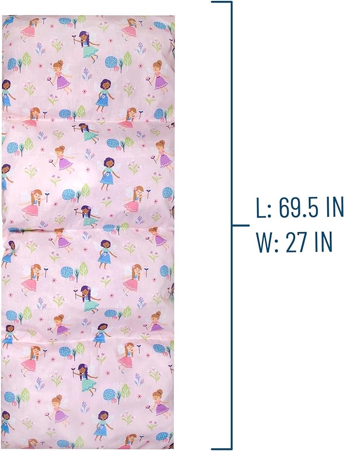 Wildkin Kids Floor Lounger: Ideal for Boys and Girls, Travel-Friendly, Perfect for Sleepovers - Pillow Lounger for Kids, Requires Standard Size Pillows Not Included (Fairy Garden)