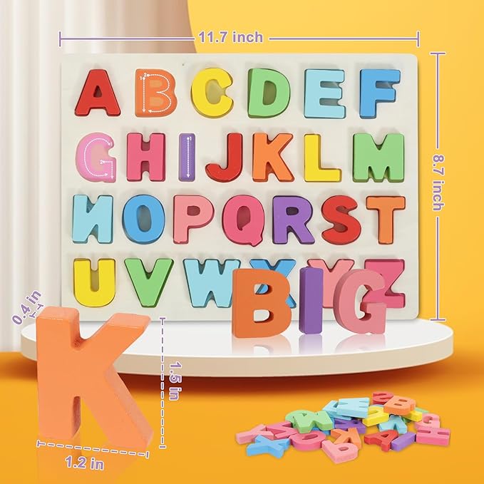 Alphabet Puzzle - Montessori Wooden Puzzles for Toddlers 1-5 | ABC Alphabet Puzzles Learning Toys for Toddlers 1-5 Alphabet Puzzle | Toddler Learning Toys Preschool Educational Gift for Kids