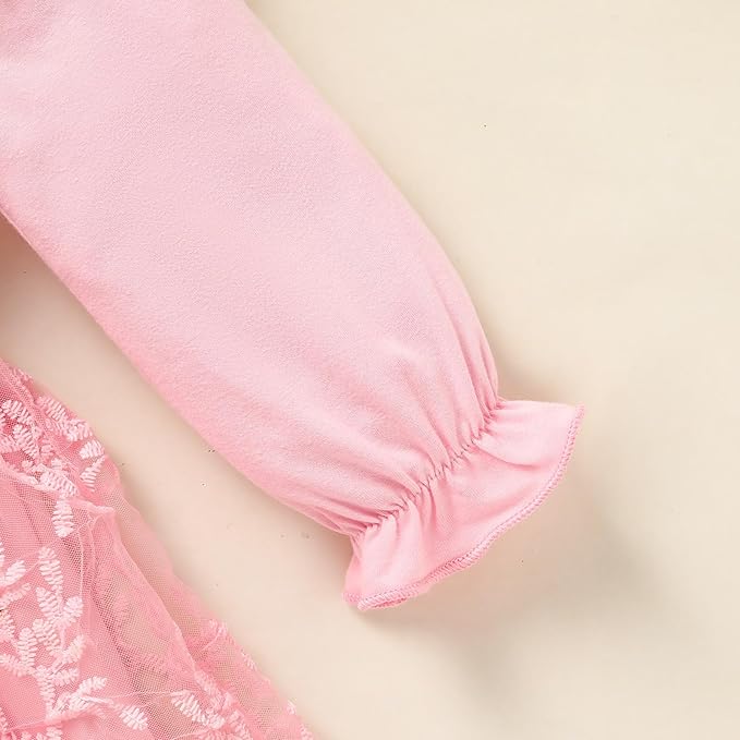 Baby Girl Dress Ruffle Sleeve Toddler Girl Dresses Infant Girls Long Sleeve Fall Winter Clothes Flower Tulle Dress