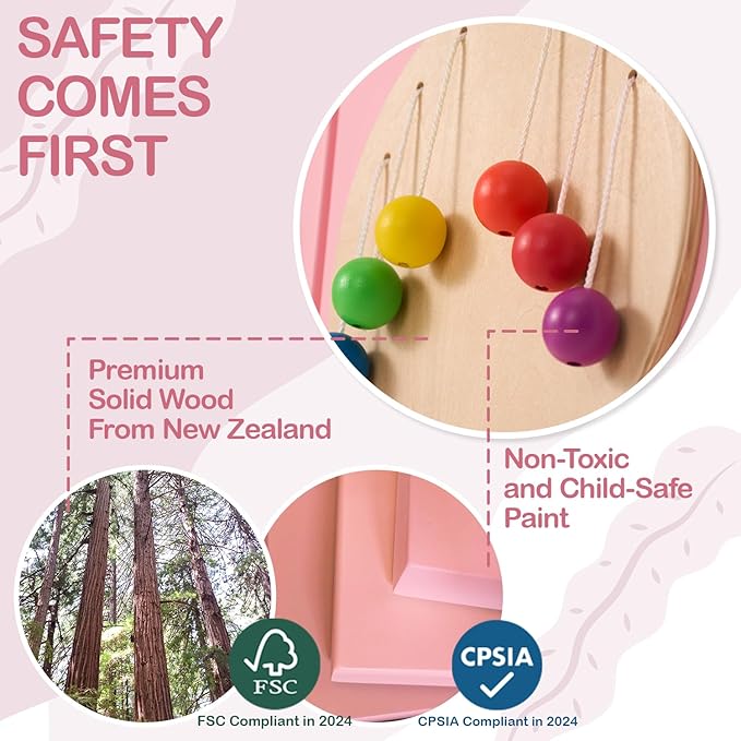 Monläurd® Hippo Montessori Educational Activity Cube, Sensory Wall Toys for Daycare and Playroom Furniture, Interactive Wooden Learning Toys for Boys and Girls 6M+