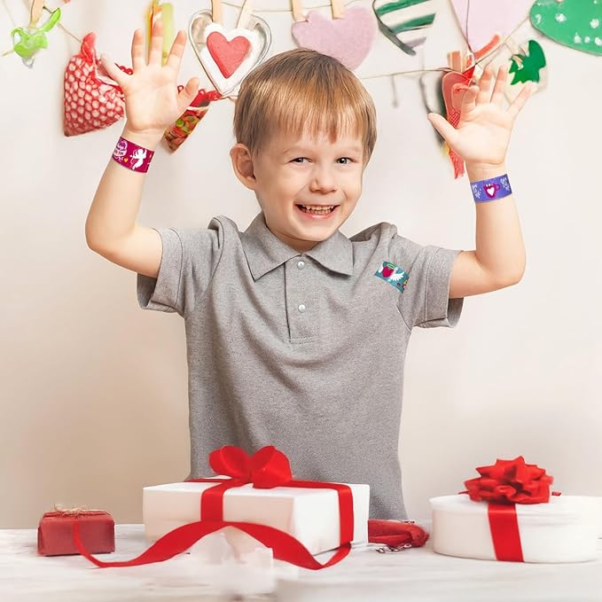 48PC Valentines Slap Bracelets for Kids, Party Favors & Goodie Bag Fillers, Valentine’s Day Gifts for Students & Classrooms