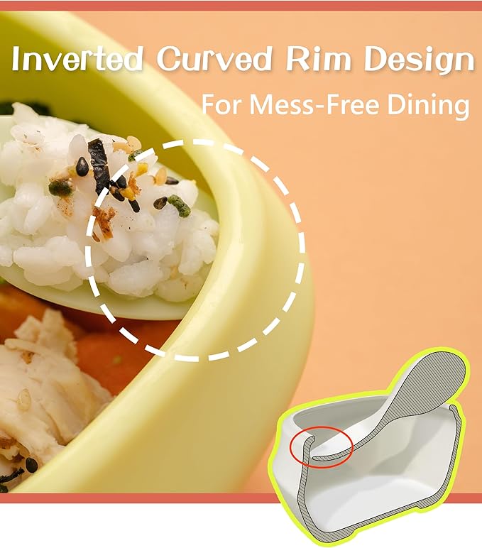 Toddler Utensils Set Ergonomic Fork and Spoon and Bowl Set Non-Slip Design for baby 12+ Month Self-Feeding Olds BPA Free Silicone Microwave and Dishwasher Safe Fine Motor Skills (Pink)