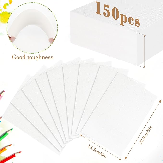 150PCS 9x6 Watercolor Paper Bulk, 140lb/300g Cold Press Thick Water Color Paper Pad for Kid Child Adult, White Art Paper for Drawing Painting Markers Gouache, Textured Cotton Paper Sheets