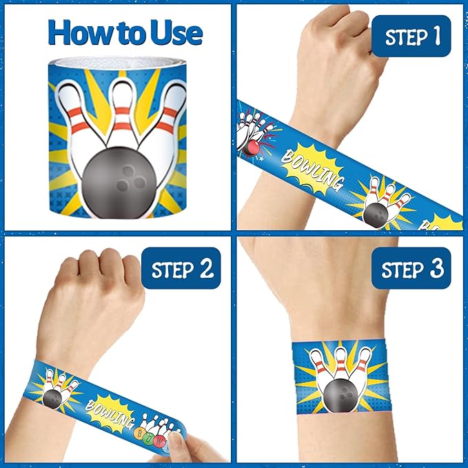 48 PCS Bowling Slap Bracelets Party Favors Bowling Wristbands Bracelets Goodie Bag Fillers for Bowling Birthday Decorations Supplies for Class Reward Prizes Gift for Kids Party Favors Birthday Gifts