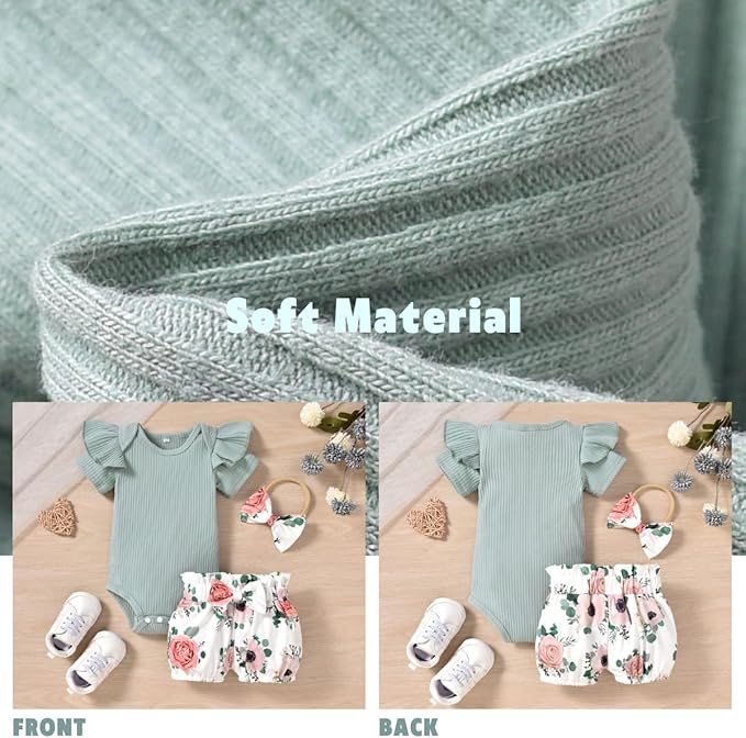 Aalizzwell Baby Girls Ribbed Bodysuit Bloomer Shorts Outfits Summer Clothes