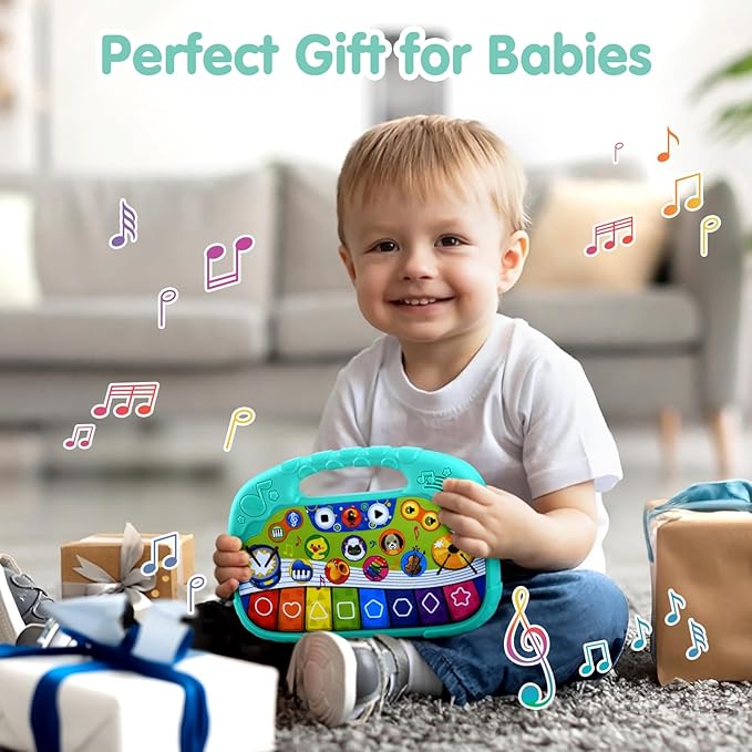 PLAY Baby Musical Toys - Toddler Piano Toy Keyboard Baby Piano & Drum Toys Infant Piano with Animals Sound Early Learning Educational Interactive Musical Gift Toy for 1 Year Old Boys Girls