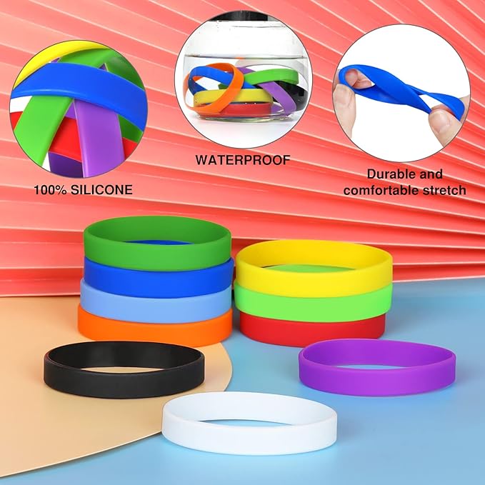 50 PCS Silicone Bracelets Wristbands for kid, Sports Rubber Elastic Wristband Bracelet for Party Decorations Favors Set Pack Purple