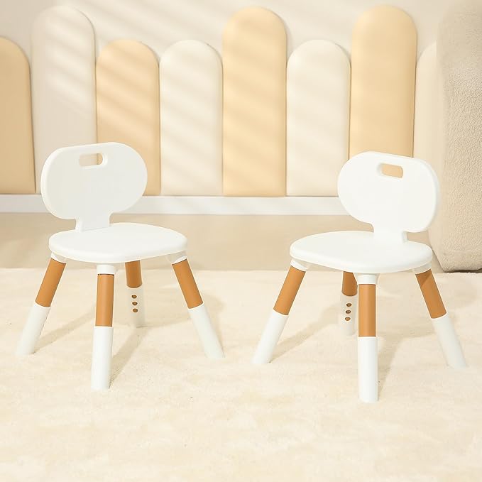 3 Level Height Adjustable Kids Chairs Plastic Preschool Chair Durable and Lightweight Child Chair with a Maximum Load Capacity of 130 pounds Suitable for Day Care, Classroom, and Home (2-Pack Beige)