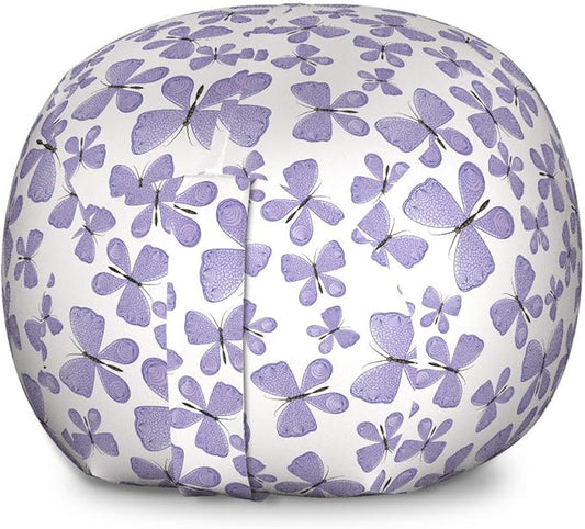 Ambesonne Butterfly Storage Toy Bag Chair, Continuous Pattern of Monotone Abstract Winged Delicate Insect, Stuffed Animal Organizer Washable Bag, Large Size, Blue Grey