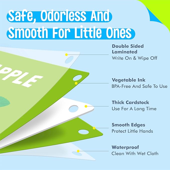 Alphabet Flash Cards, 52 Double Sided Cards Uppercase & Lowercase Letter Cards, Letters and Sight Words Learning Cards for Preschool and Toddlers Learning (2 Reclosable Rings Attached)