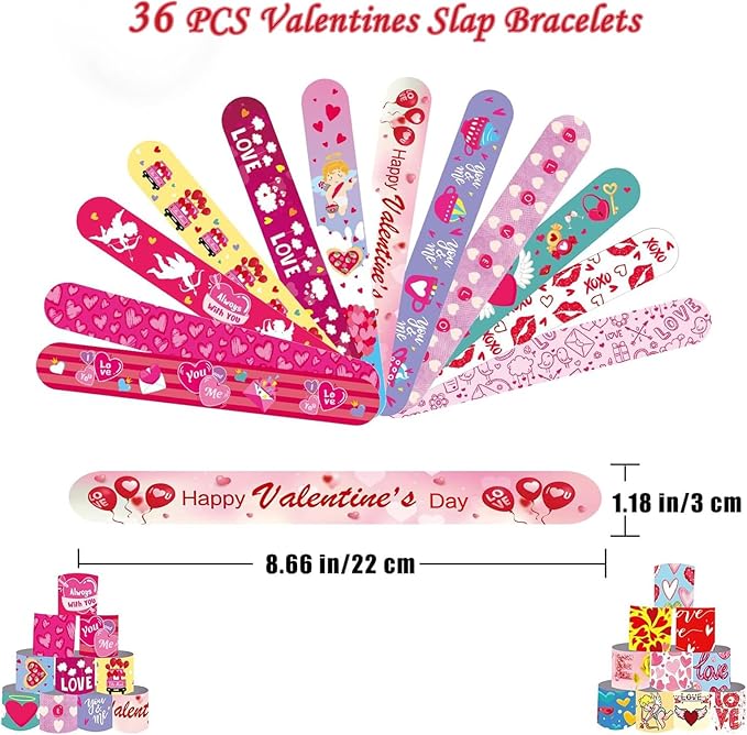 36 PCS Valentines Day Slap Bracelets Kids Party Favors, Bulk Snap Bracelet St Patrick's Day Party Favors Supplies for kids&teens Gifts Teacher Classroom School Favors Prizes