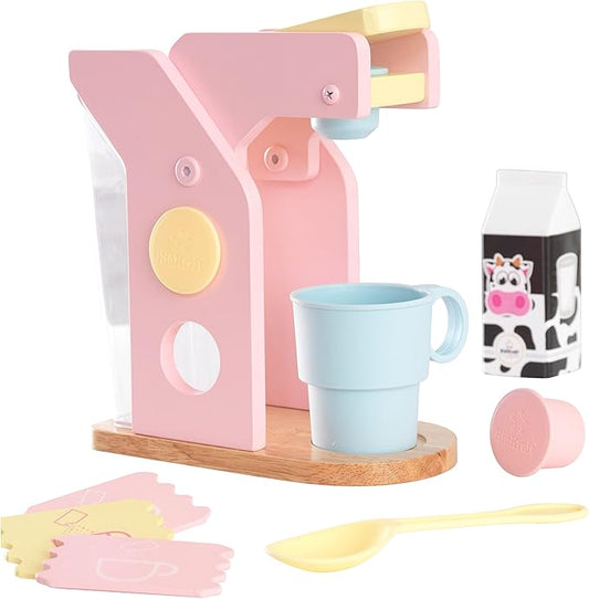 KidKraft Children's Pastel Coffee Set - Role Play Toys for The Kitchen, Play Kitchen Accessories, Gift for Ages 3+