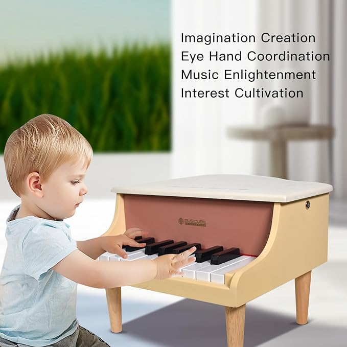 MUSICUBE Kids Mini Piano - 18 Key Grand Piano for 3-7 Year Olds, Beginner Girls & Boys, Educational Musical Instrument Gift Choice (C4-F5 Range)