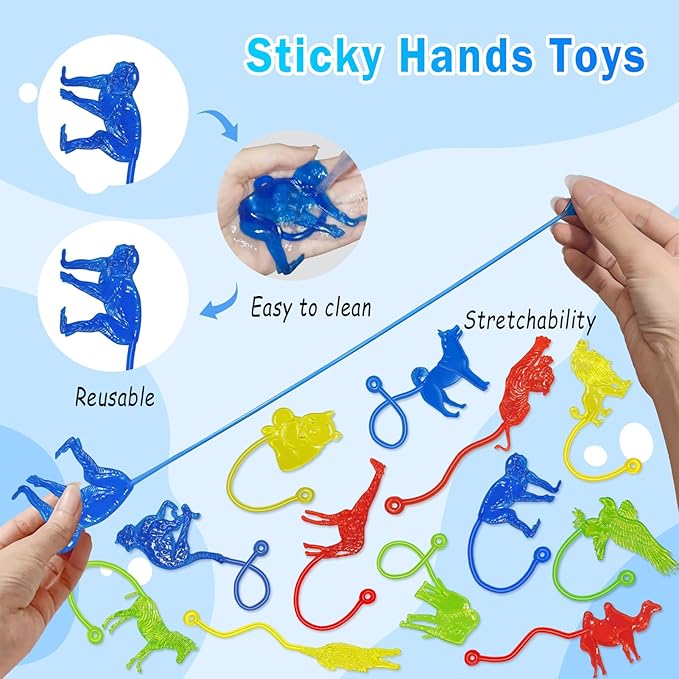 36PCS Sticky Hands Bulk Forest Animal Party Favors for Kids Stretchy Sticky Hand Fidget Toys Goodie Bag Stuffers Treasure Box Toys for Classroom Prizes Birthday Party Supplies Easter Basket Stuffers