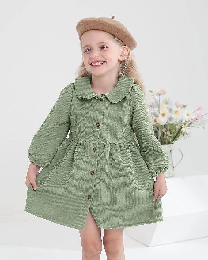 Mioglrie Toddler Baby Girl Dress 2T 3T 6 12 18 24 Months Fall Winter Clothes Outfits Dresses with Cute Satchel for Baby