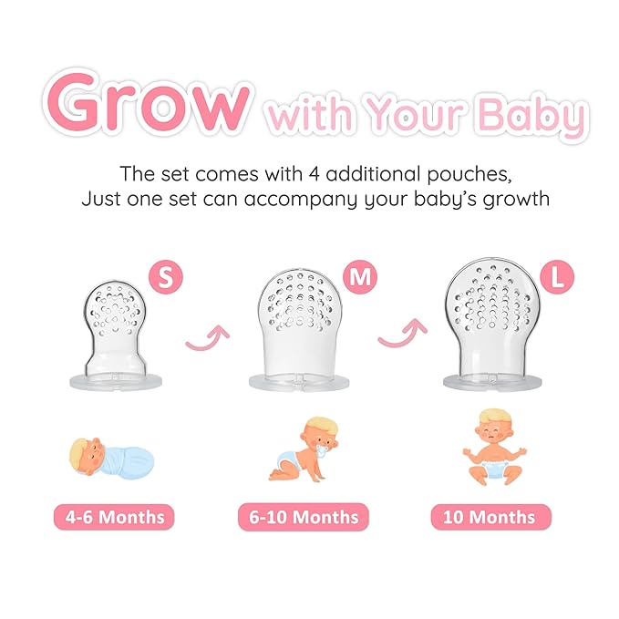 Baby Fruit Food Feeder & Mini Popsicle Ice Tray Set, BPA Free Silicone Baby Feeder for Safe Solid Food Feeding, Breastmilk Popsicle Molds for Cooling Relief, 4 Month+ (Lilac)