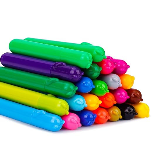 Amazon Basics Washable Markers for Kids, Round Tip Assorted, Pack 24
