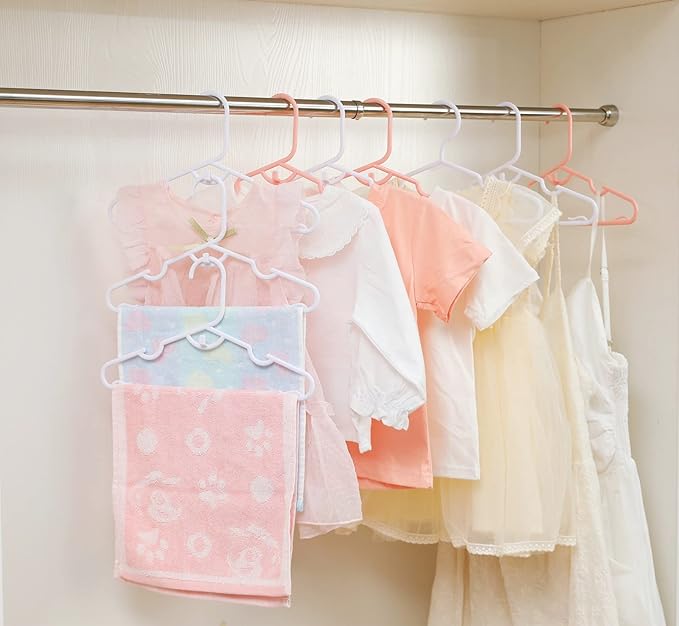 40pcs Grey Baby Nursery Closet Hangers,Non-Slip Laundry Infant Pant Hanger for Newborn Clothes Gift,Stackable Hangers,Save Space Ultra-Thin Child Coat Hanger for Girl Boy Toddler Kid.