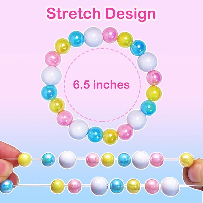 27 PCS Colorful Kids Bracelets for Girls Beaded Toddler Bracelets Little Girls Birthday Easter Party Favors Goodies Bag Stuffers Pretend Play Costume Jewelry Christmas Gift