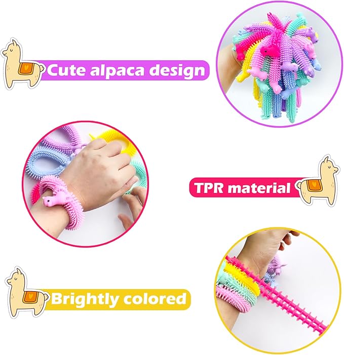 30pcs Alpaca Stretchy Fidget Toy,Stretchy String Fidgets Sensory Toys,Stretchy Strings Worm Toy for Children,Kids or Adults Relief Anxiety Relaxing Stress Party Favors Valentine Day Gifts