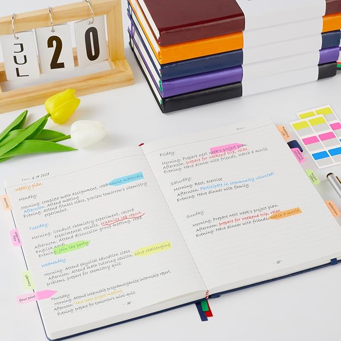 3 Pack Lined Journal Notebooks, A5 Thick Notebook Journal Set for Work Writing, 320 Pages Hardcover Leather Bound Notebook Bulk for Women Men Office School, 5.7'' X 8.4'', Multicolor