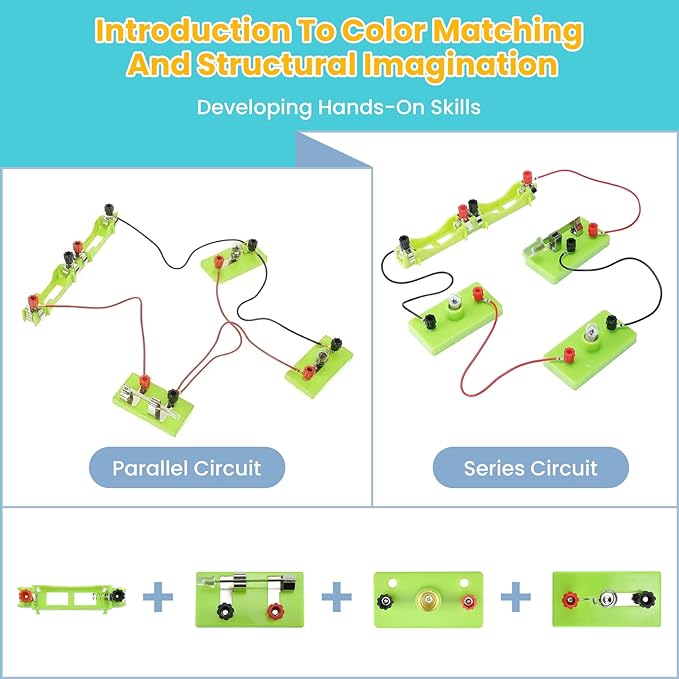 32 Pcs Learning Circuit Kit, Physics Electrical Experiment Box, Basic Electric Circuit Laboratory for Learning Series and Parallel Circuit