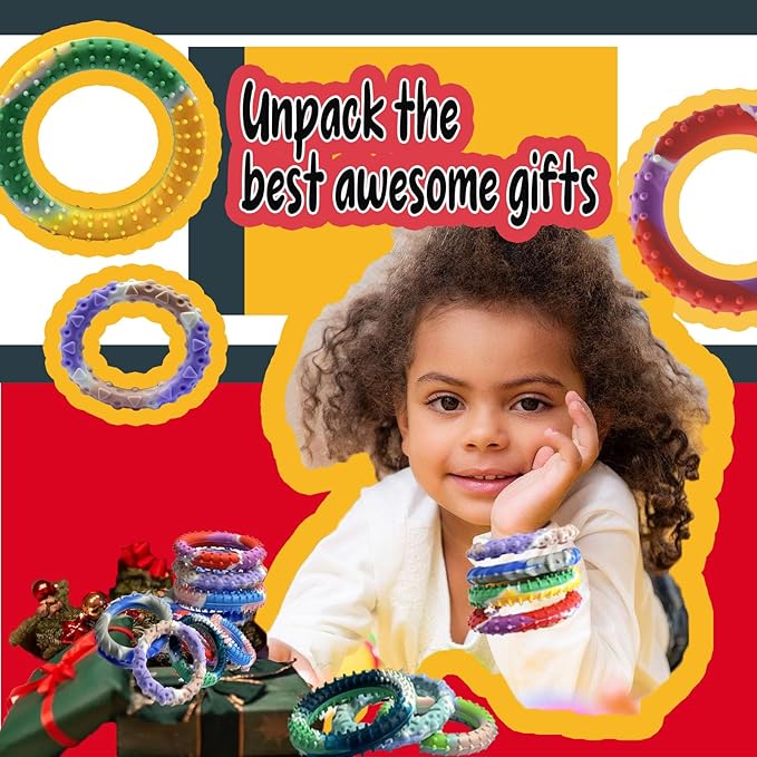 24pcs Random ColorSensory Fidget Toys for Kids Adults ， Stretchy Fidget Bracelet &Texture & Calming Autism Sensory Toys for Special Needs Autistic Children &Calm Down Toy for Toddler Girls Boys