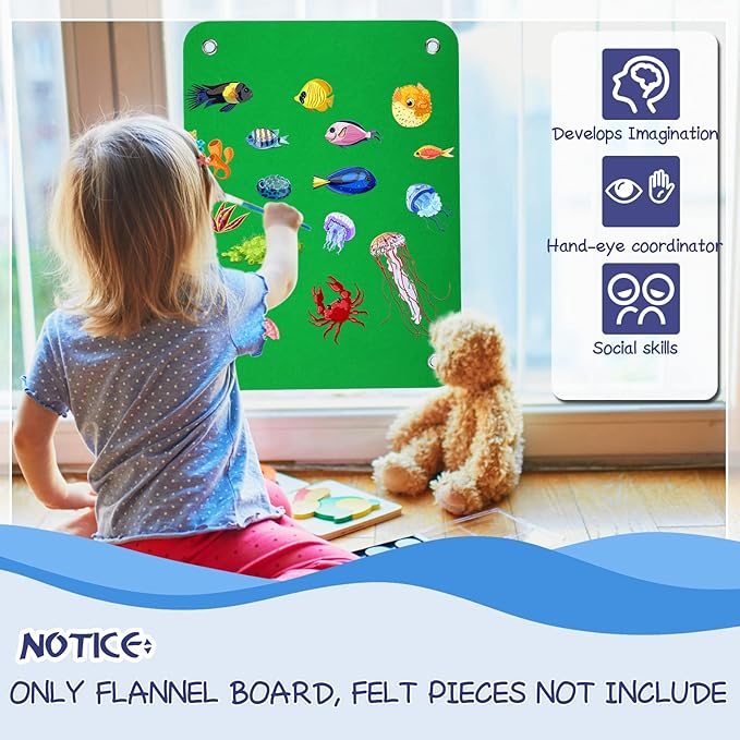 4 Pieces Felt Board for Toddlers Classroom Flannel Board Stories for Preschool Homeschooling, Kids Felt Story Activity Wall Hanging Children Birthday Gifts, 11.8 x 15.75 Inch, 2 Colors