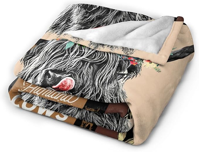 Highland Cow Throw Blanket Gifts for Women Adults Cattle Animal Print Ultra Soft Cozy Plush Fleece Warm Lightweight Living Room Couch Bed Dorm Chair Sofa Decor 40''X50''