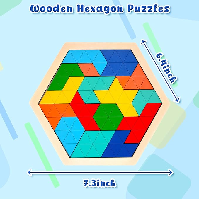 3 otters Wooden Puzzles, Educational Brain Teaser Game,Sorting Board with Guide Book,Educational Toys Shape Pattern Block for Boys and Girls