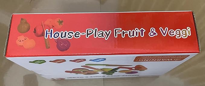 Wooden Toys Food for Kids Kitchen - Play Food Cutting Fruits and Vegetables Set for Pretend Role Play