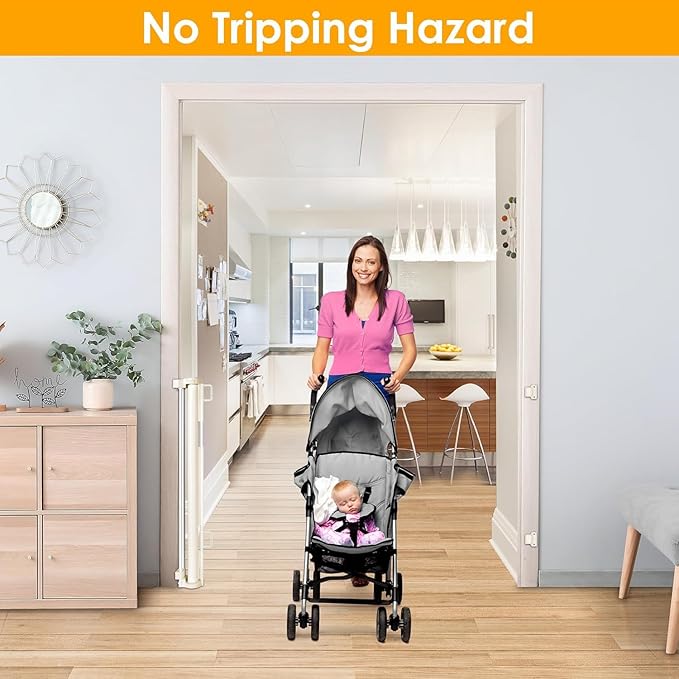 60 Inch Retractable Baby Gate Mesh Dog Gates for The House Pet Gates for Dogs Child Gates for Doorways Outdoor Gates for Decks Stair Gates for Kids or Pets Indoor Gate for Dogs Toddler Gate (Beige)