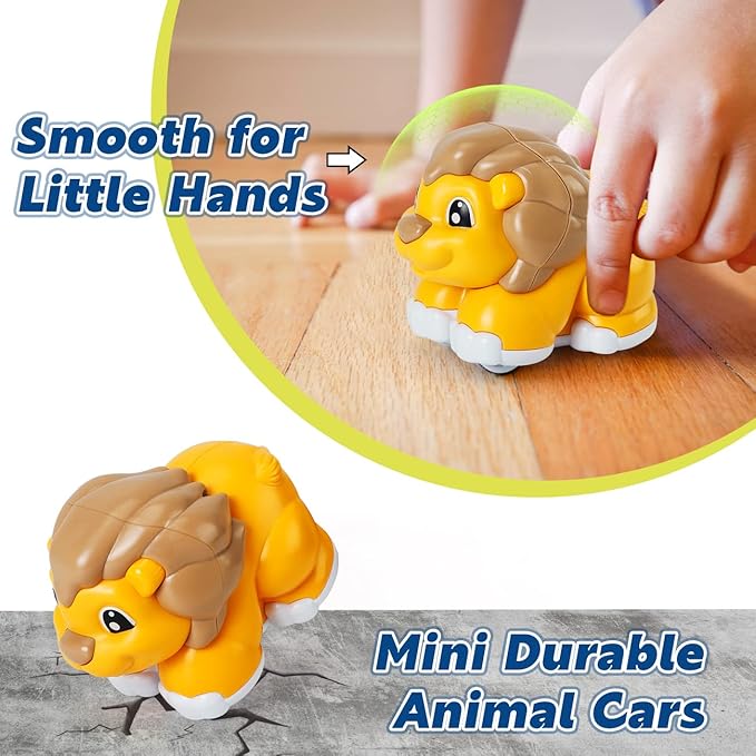 Animal Car Toys for 1 Year Old Boy Gifts: Mini Trucks with Playmat/Storage Box for Toddler Age 1-2, 1st One First Christmas Birthday Gift for Infant Baby 12-18 Months