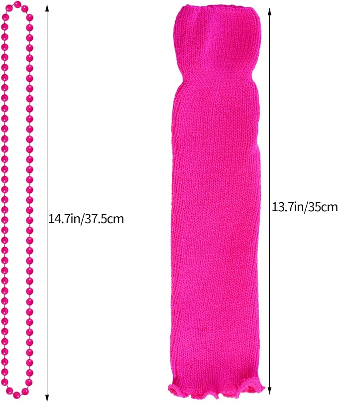 Kids 6 in 1 Costume Accessories 1970s 1980s Fancy Outfits and Dress for Cosplay Party Theme Party for Girl