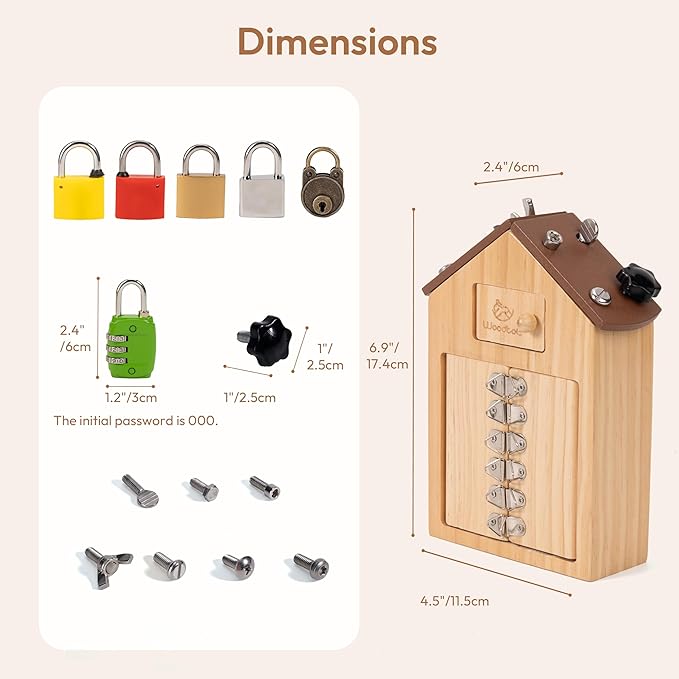 Montessori Screwdriver Board with Lock and Key Toy, Wooden Montessori Toys for Kids 3 4 5 Year Old, Toddler Fine Motor Skills STEM Toy, Preschool Sensory Learning Toy for Boys Girls Travel